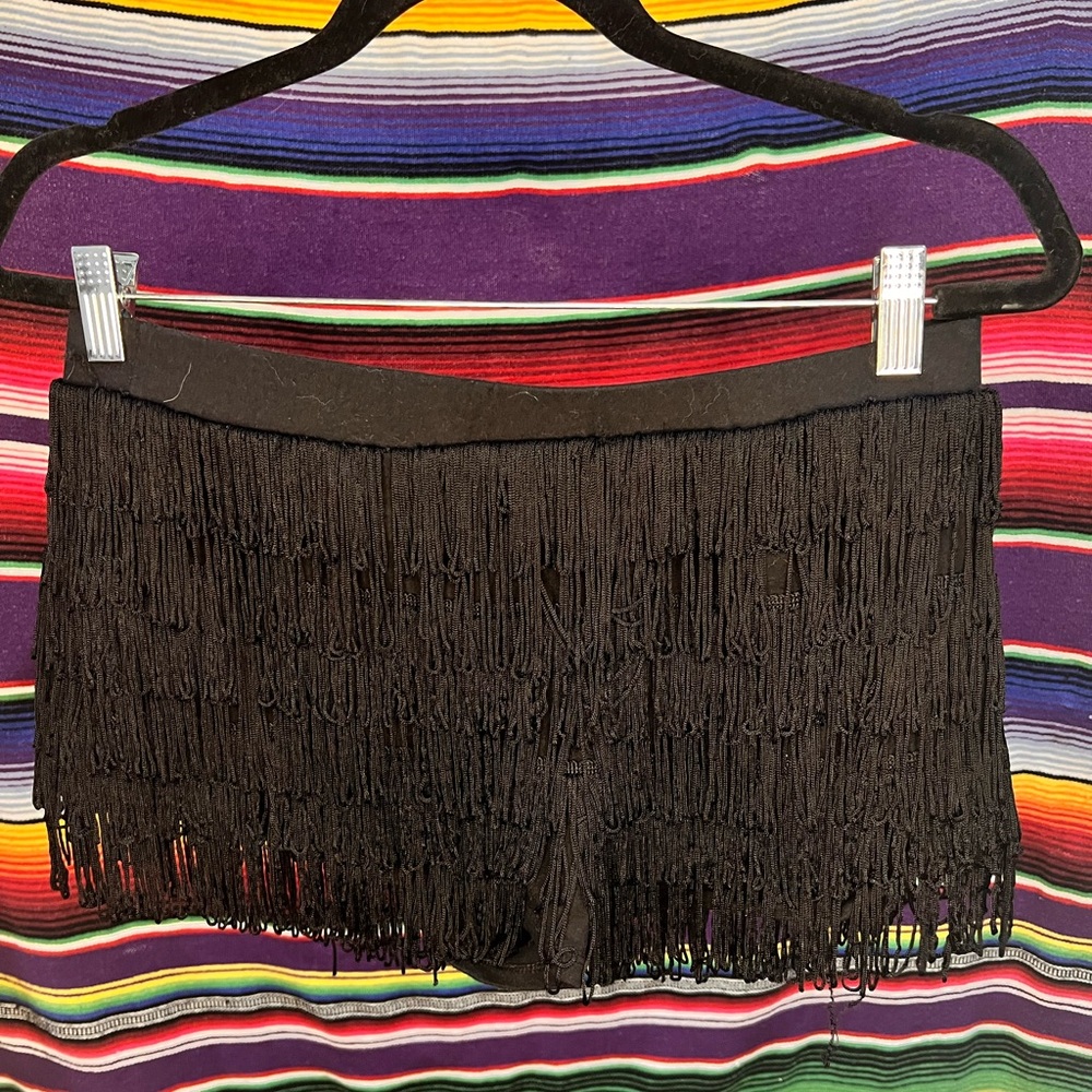 ⭐Decree Black Fringe Mini Skirt/Shorts